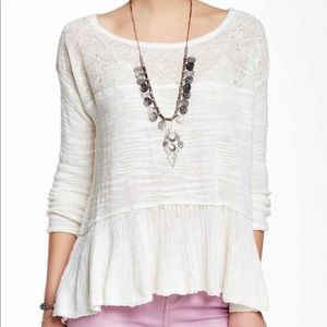 NWT Free People Kristobel ruffled sweater cream S